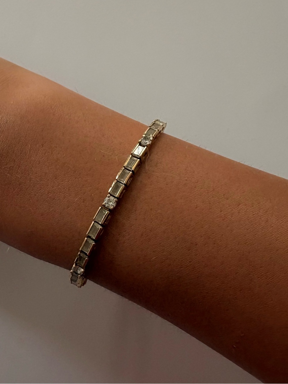 Yellow Gold plated and Sterling Silver Tennis Bracelet with Cubic Zirconia